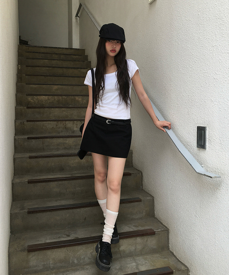 ローミニスカートパンツ BLACK