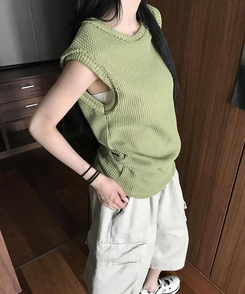 ニット メッシュニットキャミソール OLIVE