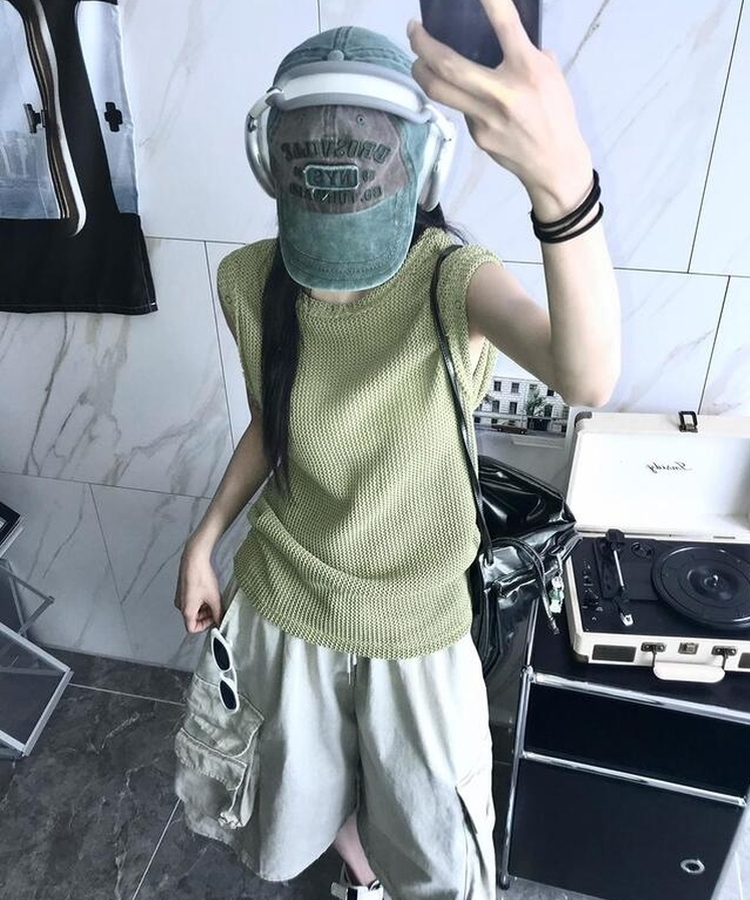メッシュニットキャミソール OLIVE