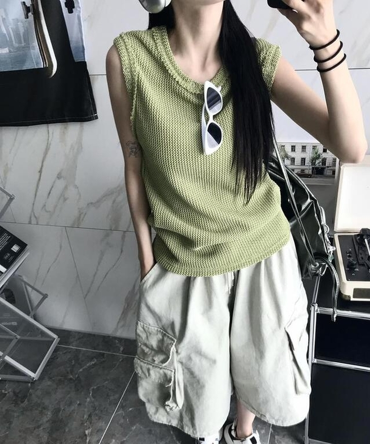 メッシュニットキャミソール OLIVE