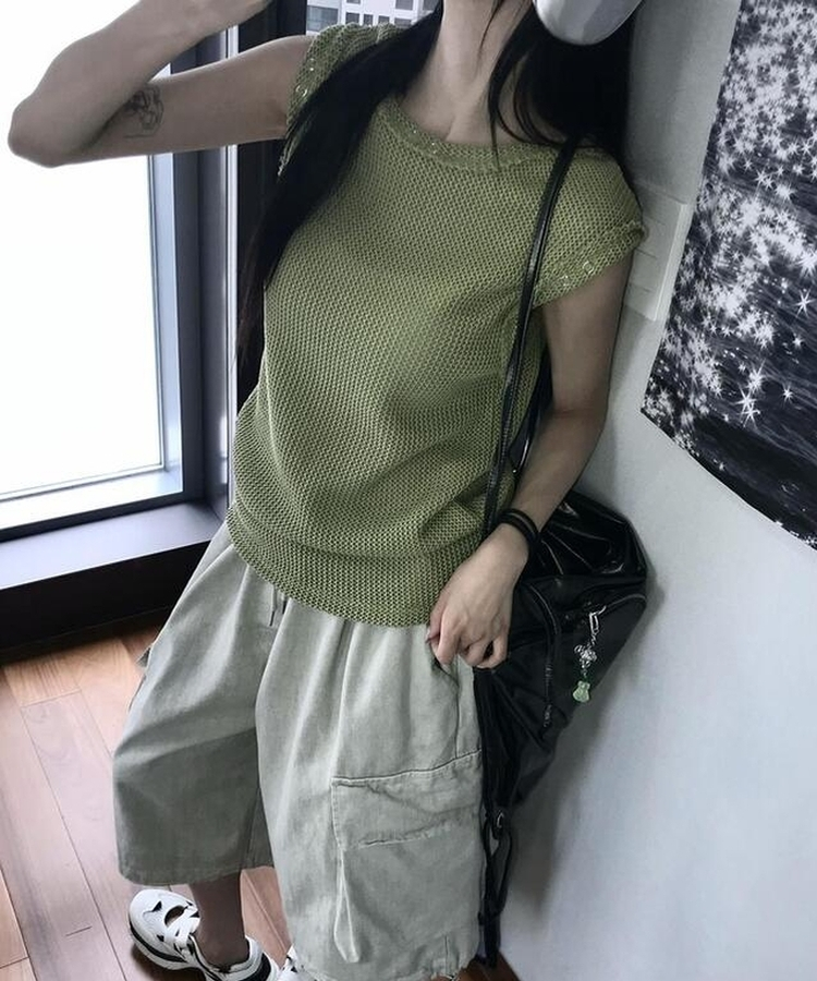 メッシュニットキャミソール OLIVE