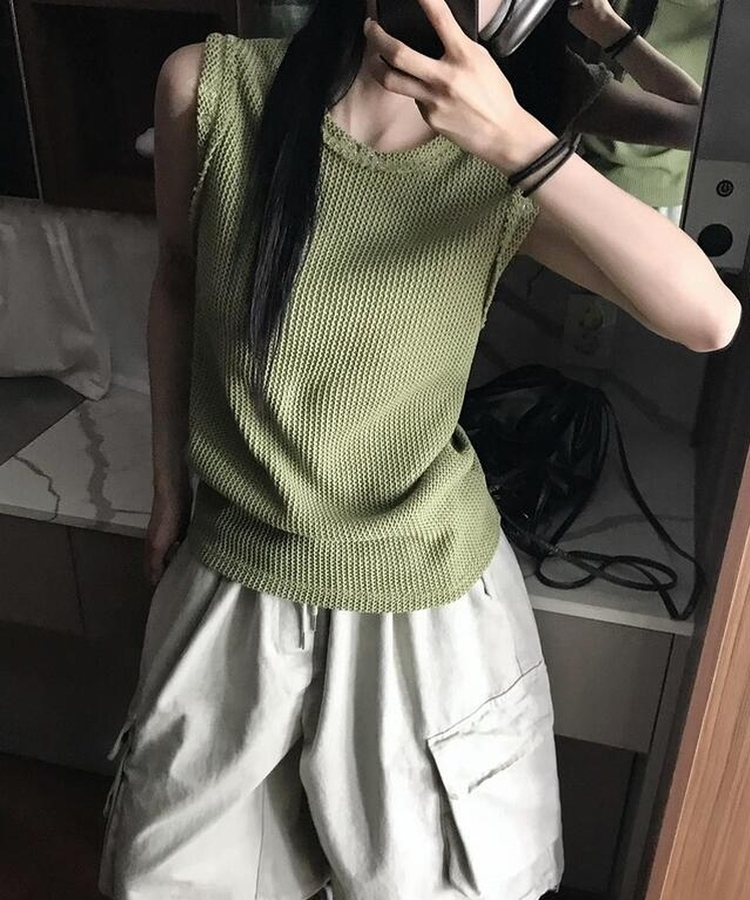 メッシュニットキャミソール OLIVE