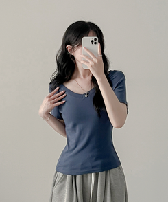 半袖Tシャツ Vネック半袖Tシャツ NAVY