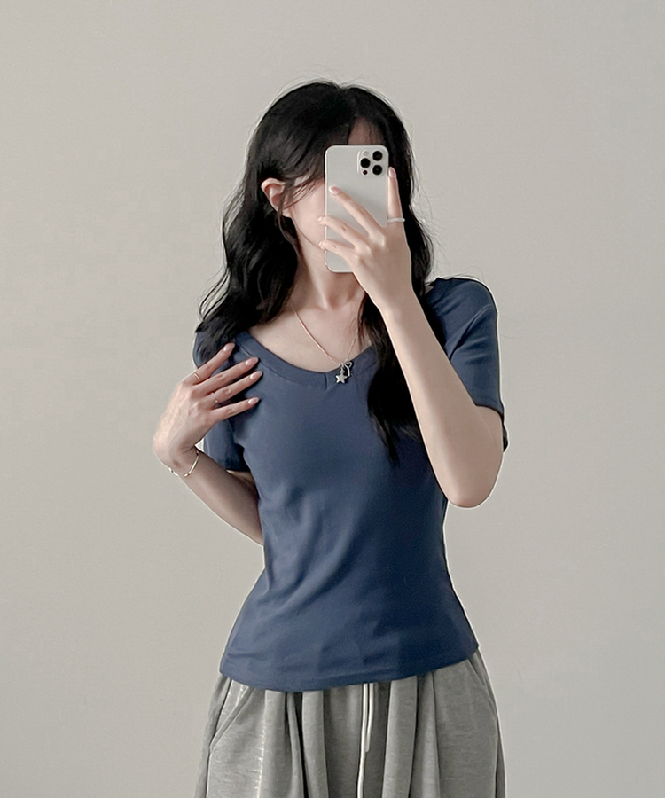 Vネック半袖Tシャツ NAVY