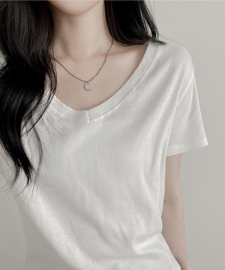 Vネック半袖Tシャツ IVORY