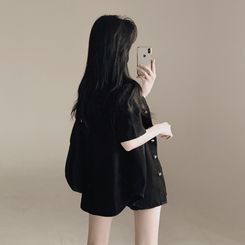 ツーピース 【SET】ウォッシング半袖シャツ ショートパンツ BLACK DENIM