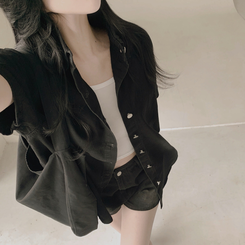 ツーピース 【SET】ウォッシング半袖シャツ ショートパンツ BLACK DENIM