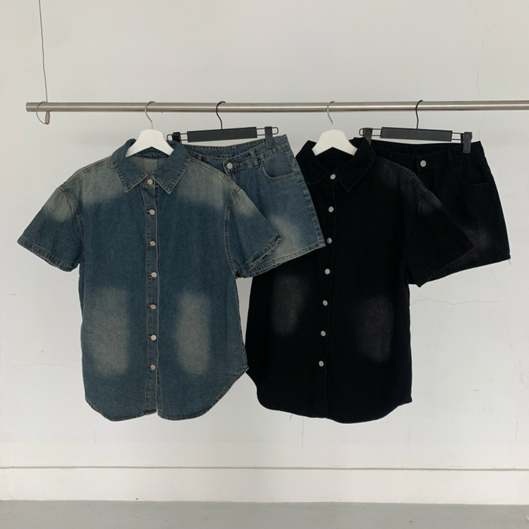 【SET】ウォッシング半袖シャツ ショートパンツ