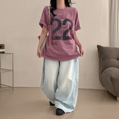 半袖Tシャツ レタリングルーズ半袖Tシャツ PINK
