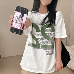半袖Tシャツ レタリングルーズ半袖Tシャツ IVORY