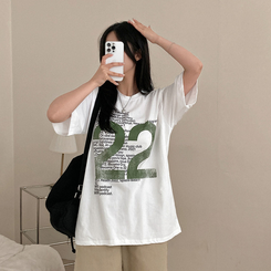 半袖Tシャツ レタリングルーズ半袖Tシャツ IVORY