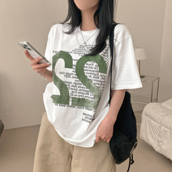 半袖Tシャツ レタリングルーズ半袖Tシャツ IVORY