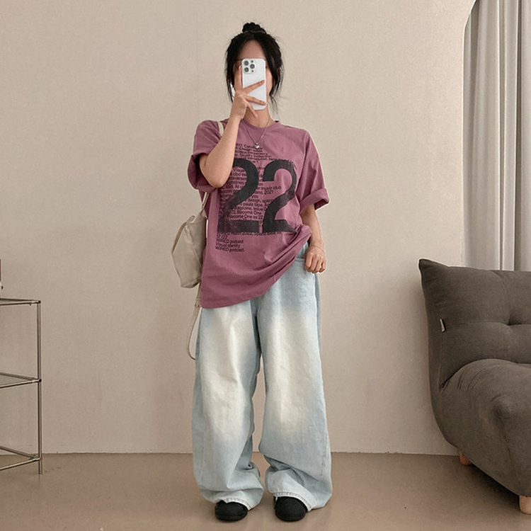 レタリングルーズ半袖Tシャツ PINK