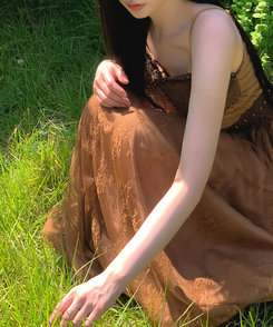 ロングワンピース ボヘミアンアンバランスワンピース BROWN