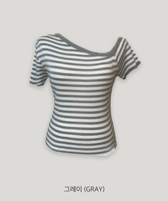 アンバランスストライプ半袖Tシャツ
