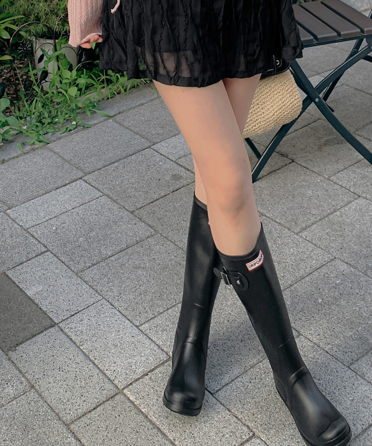 厚底ロングレインブーツ BLACK