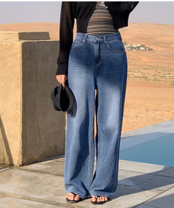 デニム 【丈別】ワイドロングデニムパンツ MID DENIM