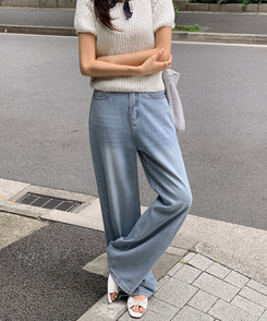 デニム 【丈別】ワイドロングデニムパンツ LIGHT DENIM