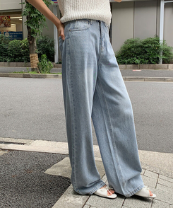 デニム 【丈別】ワイドロングデニムパンツ LIGHT DENIM