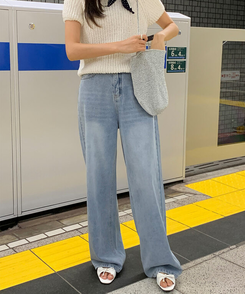 デニム 【丈別】ワイドロングデニムパンツ LIGHT DENIM
