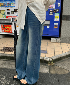 デニム 【丈別】ワイドロングデニムパンツ DEEP DENIM