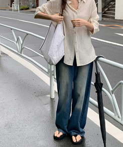 デニム 【丈別】ワイドロングデニムパンツ DEEP DENIM