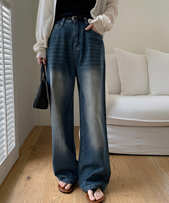 デニム 【丈別】ワイドロングデニムパンツ DEEP DENIM