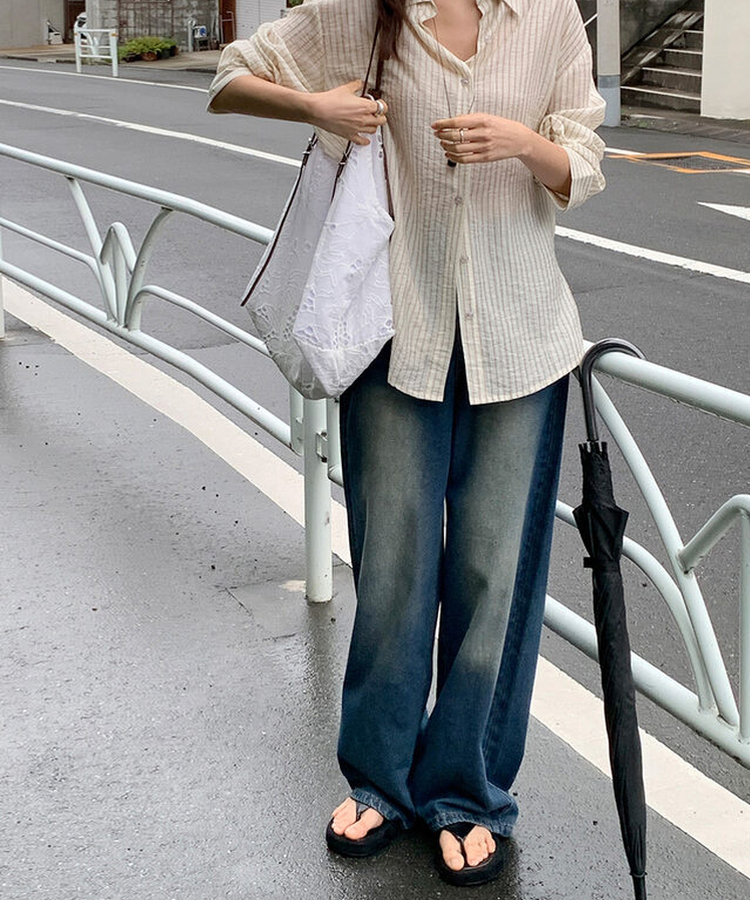 【丈別】ワイドロングデニムパンツ DEEP DENIM