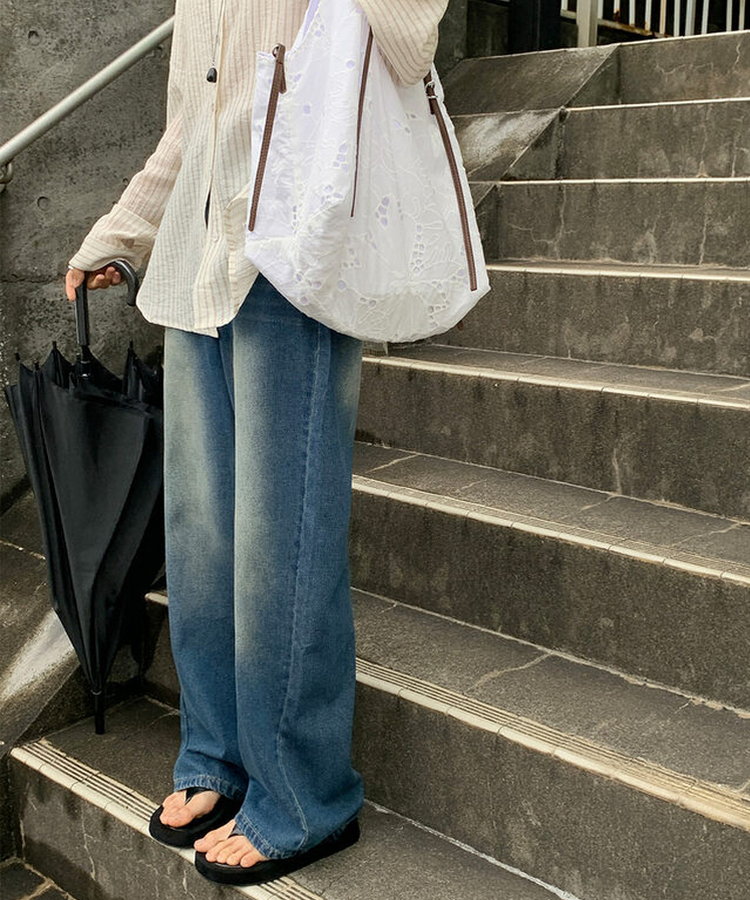 【丈別】ワイドロングデニムパンツ DEEP DENIM