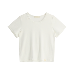 半袖Tシャツ (MADE/しっかりとした縫製/ネックラインの伸びゼロ♥)Petite Note No.15 ミコニ リブコットン半袖Tシャツ