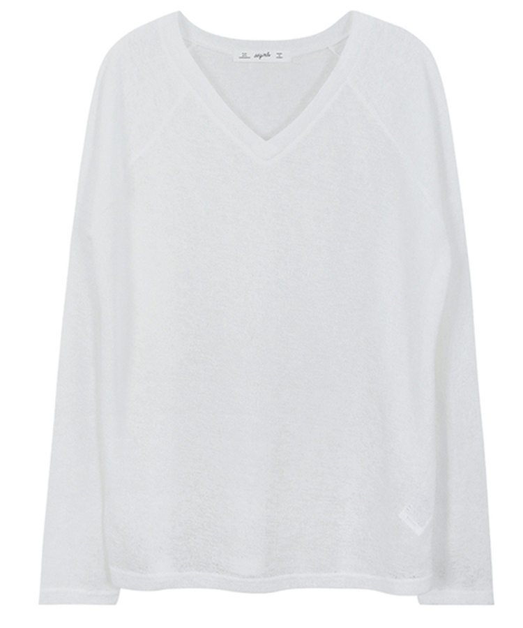 新品未使用　希少 ホワイトカラー　Vネック　SKINS 長袖シャツ シンプルVネックTシャツ(7分袖)(洗濯機OK) - ファッション通販