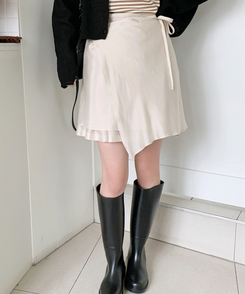 ミニスカート 【SET】ラップスカート ショートパンツ CREAM