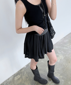 ミニスカート 【SET】ラップスカート ショートパンツ BLACK
