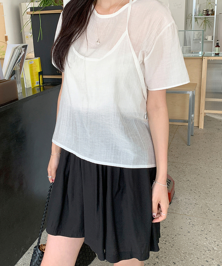 【SET】ラップスカート ショートパンツ BLACK