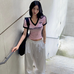 半袖Tシャツ レトロトラックライン半袖Tシャツ PINK