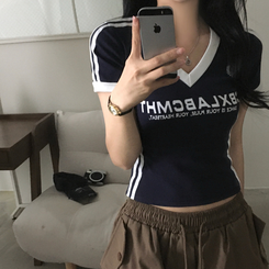 半袖Tシャツ レトロトラックライン半袖Tシャツ NAVY