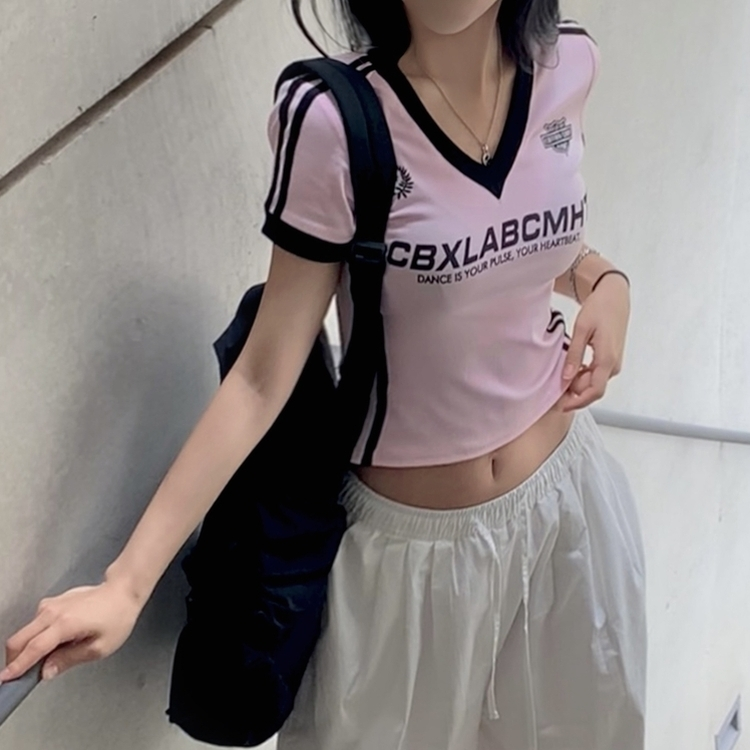 レトロトラックライン半袖Tシャツ PINK