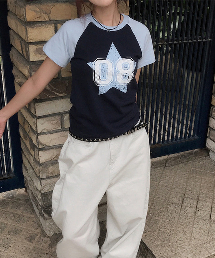 バイカラー08ナスタンダード半袖Tシャツ NAVY