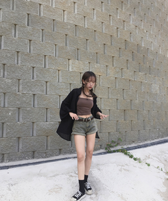 リネンルーズロールアップシャツ BLACK
