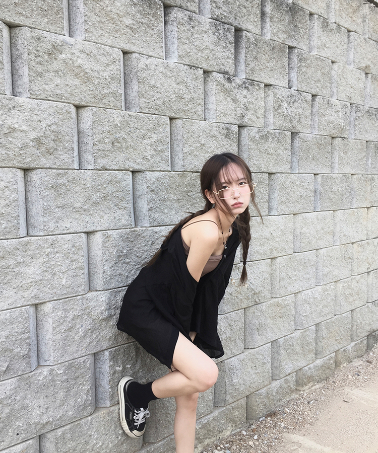 リネンルーズロールアップシャツ BLACK