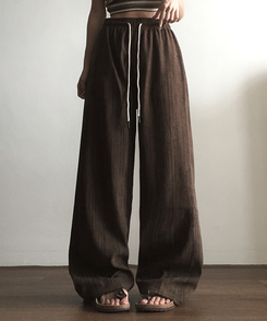 コットンパンツ ストライプロングバンディングパンツ CHESTNUT BROWN