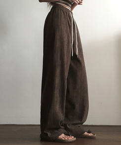 コットンパンツ ストライプロングバンディングパンツ CHESTNUT BROWN