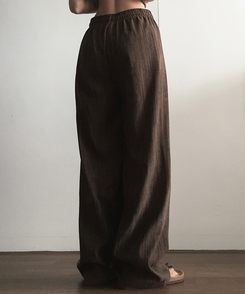 コットンパンツ ストライプロングバンディングパンツ CHESTNUT BROWN