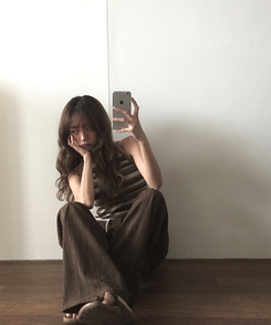 コットンパンツ ストライプロングバンディングパンツ CHESTNUT BROWN