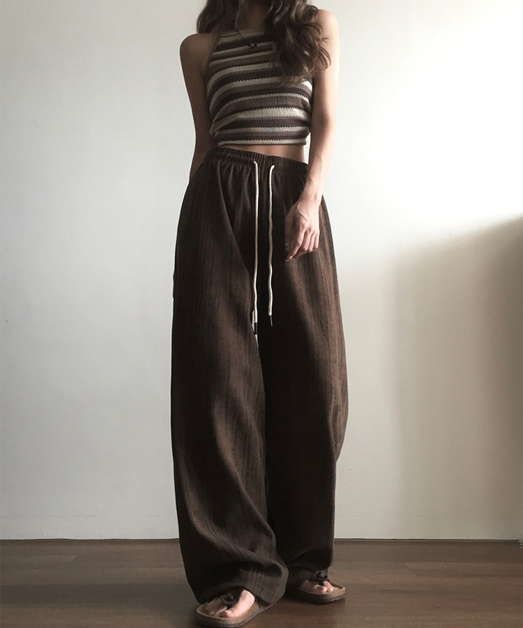 ストライプロングバンディングパンツ CHESTNUT BROWN