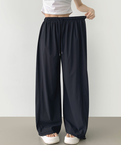 ワイド 【丈別】ナイロンスパンワイドバンディングパンツ NAVY