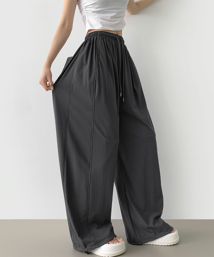 【丈別】ナイロンスパンワイドバンディングパンツ CHARCOAL