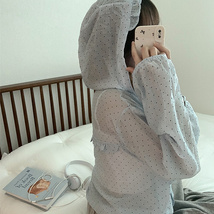 ドットレースフードシースルーウィンドブレーカー SKY BLUE