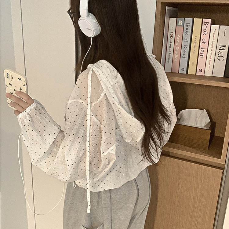 ドットレースフードシースルーウィンドブレーカー WHITE