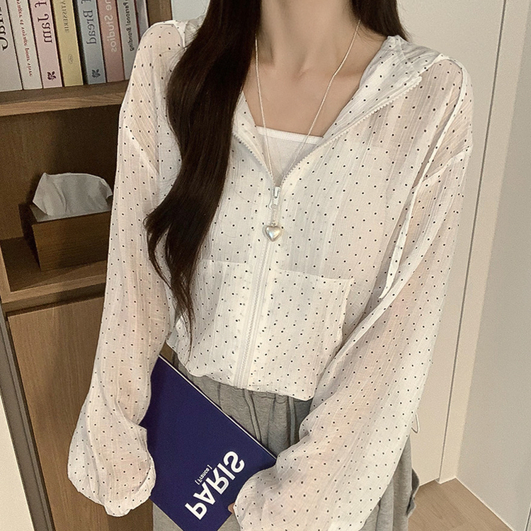 ドットレースフードシースルーウィンドブレーカー WHITE